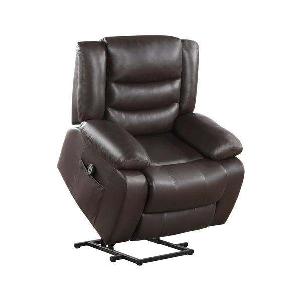 English Elm Modern Power Lift Recliner Chair Faux Leather Upholstery Standing Assist Living Room Dark Brown B011P202514