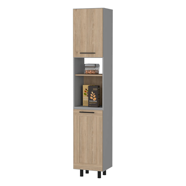 English Elm Everly Multicolor Kitchen Pantry Cabinet with Six Shelves & Double Doors — Space-Saving, Modern Design, Easy Assembly B128S00137