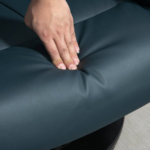 English Elm HOMCOM PU Leather Massage Recliner with Ottoman, 360° Swivel, Remote Control, Heat & Multi-Mode Comfort Blue W2225P173860