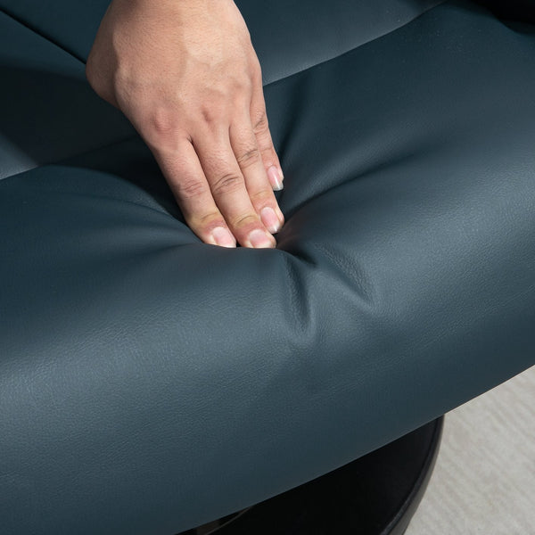 English Elm HOMCOM PU Leather Massage Recliner with Ottoman, 360° Swivel, Remote Control, Heat & Multi-Mode Comfort Blue W2225P173860