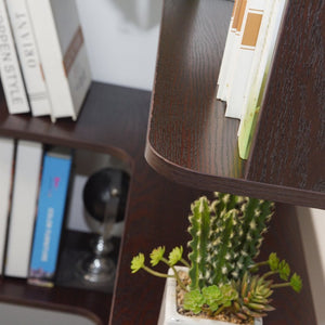 English Elm 90cm L-shaped Corner Bookcase Open Mdf Shelving Unit for Office or Bedroom W2899P444158