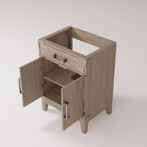 English Elm Grey Oak Single Bath Vanity - 24" Modern Design With Soft-Close Doors & Ample Storage Space B2731P259743