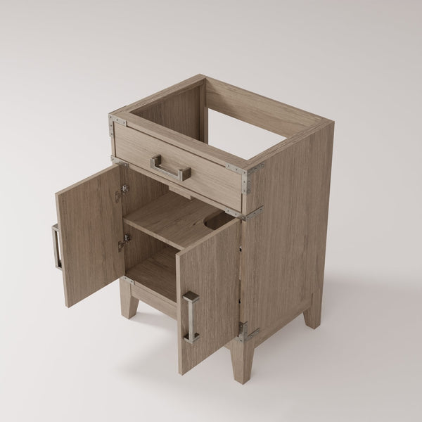 English Elm Grey Oak Single Bath Vanity - 24" Modern Design With Soft-Close Doors & Ample Storage Space B2731P259743