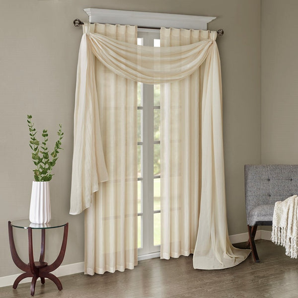 English Elm Solid Crushed Curtain Panel Pair - Elegant Sheer Window Drapes For Bright, Airy Room Décor, 2 Pcs B03598167-GIGA