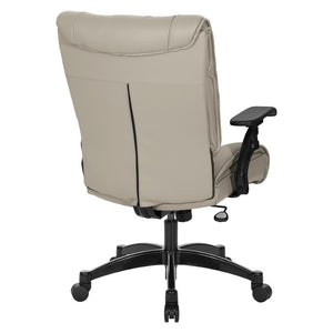 OSP Home Furnishings Leather Executive Conference Chair with Lumbar Support Pillow Top Seat and Ergonomic Arms Taupe 9333E-EC21