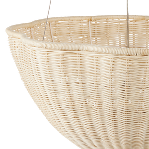 Telos Pendant Light - Coastal Woven Wicker Chandelier, Bleached Natural Finish for Bright Spaces
