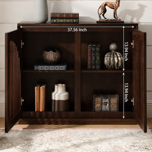 English Elm Mid Century Modern Fluted Sideboard Cabinet - Elegant Storage Solution For Narrow Spaces & More! W1801P362149