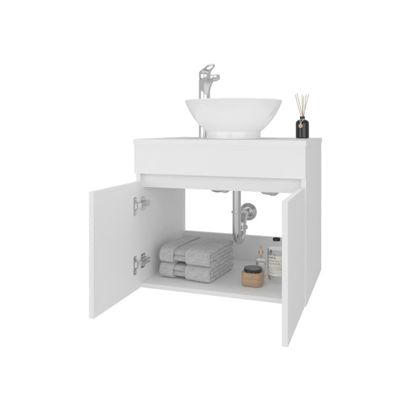 English Elm White Compact Bathroom Vanity With 2 Doors – Elegant Storage Solution For Small Spaces & Style B062P355533-GIGA