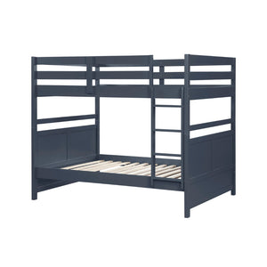 English Elm Bunk Bed Twin Over Solid Wood Frame with Guard Rails for Kids Shared Rooms Navy Blue B011S02314
