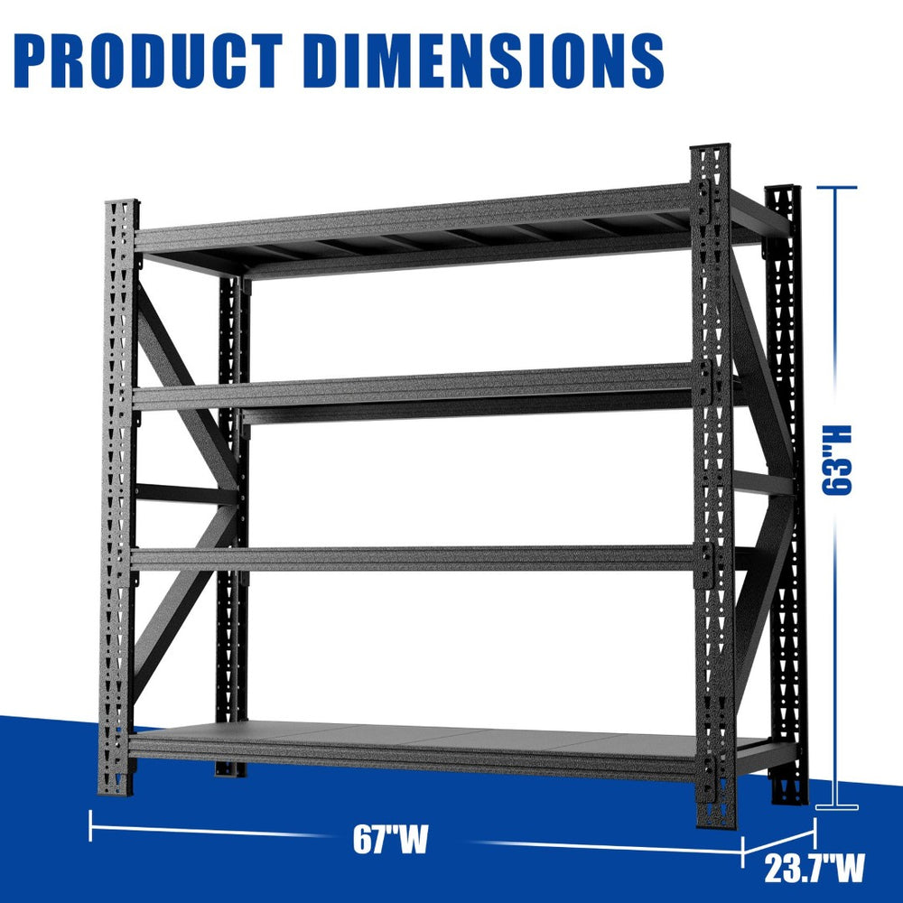 English Elm 5000 Lbs Industrial Steel Garage Shelving Unit with Adjustable Welded Four Shelf Design W2735P457279