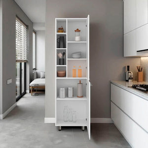 English Elm Florence Modern Kitchen Pantry Cabinet with Multiple Open & Closed Shelves, Sturdy White Finish B128P375302