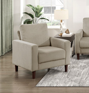 English Elm Modern 3-Piece Sofa Set - Stylish Taupe Corduroy Upholstered Living Room Furniture For Cozy Comfort B011S01846