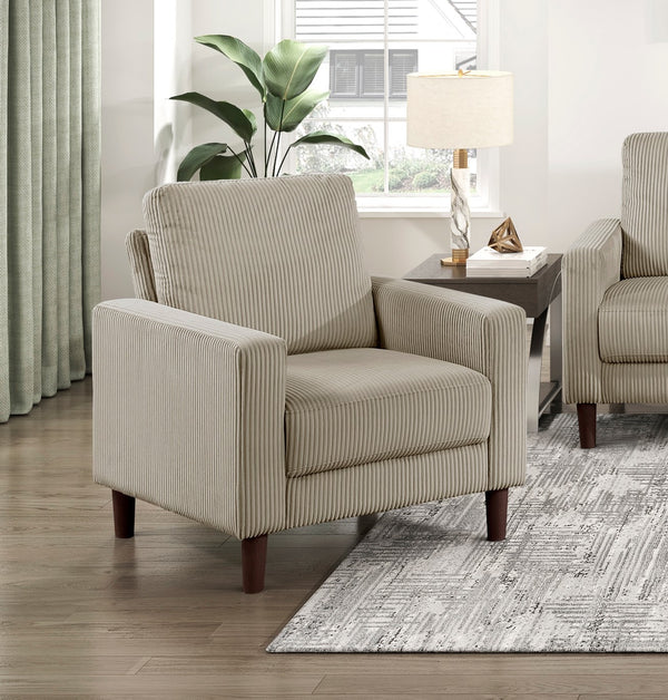 English Elm Modern 3-Piece Sofa Set - Stylish Taupe Corduroy Upholstered Living Room Furniture For Cozy Comfort B011S01846