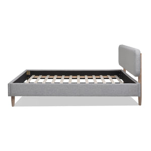 English Elm Jennifer Taylor Home - Diego Queen Upholstered Platform Bed - Light Grey, Modern Design With Natural Wood Legs & Comfort B2719P238661