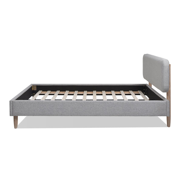 English Elm Jennifer Taylor Home - Diego Queen Upholstered Platform Bed - Light Grey, Modern Design With Natural Wood Legs & Comfort B2719P238661