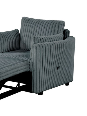 English Elm Dark Dark Gray Denholme Chair with Curved Arms, Faux Fur Upholstery, USB Port, Modern Cozy Lounge Seat B2741S00669