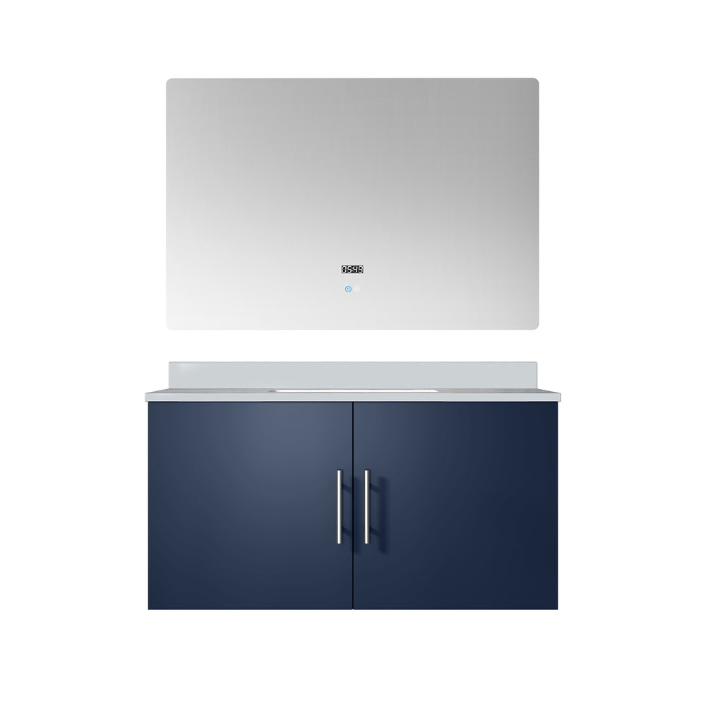 English Elm Navy Blue Bath Vanity With Cultured Marble Top & Led Mirror - Stylish Storage Solution For Your Bathroom B2731S00760