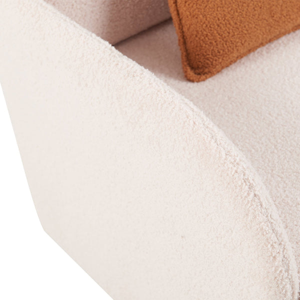 English Elm Furniture Fluffy Sherpa 2-in-1 Pet-Friendly Upholstered Barrel Armchair with Lumbar Pillow, Cream White Cozy Retreat for Living Room Bedroom Office N843P331158C