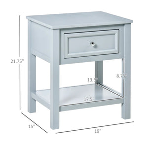 English Elm Modern Gray End Table with Storage Drawer and Open Shelf for Living Room or Bedroom T3971P470593