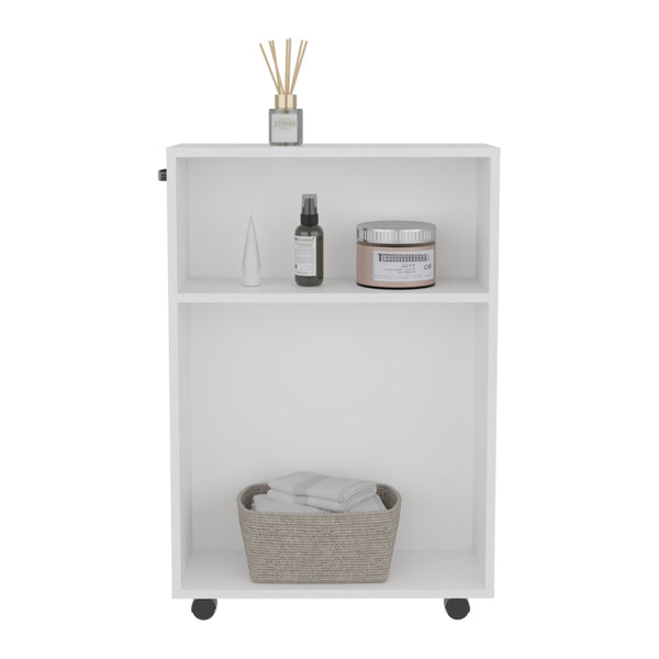 English Elm Storage Cart Compact 32.2" H with 2 Shelves & 4 Wheels, White Engineered Wood, Eco-Friendly Mobile Organizer B097P395913