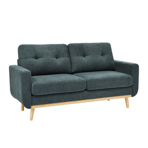 English Elm 67.7" Tufted Button Mid-century Loveseat with Splayed Wood Legs for Living Rooms Blue B355P428576