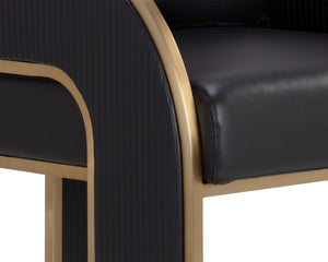 Sunpan BAZ Barstool - Napa Black Faux Leather with Gold Accents for Modern Glam Design & Comfort 111241