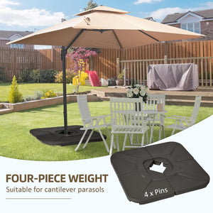 English Elm Outsunny 4-Piece Heavy Duty Umbrella Base Weights - Durable Fillable Hdpe For Offset Stands, Brown W2225P175522-GIGA