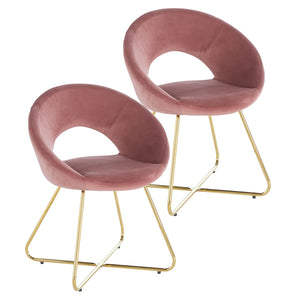 English Elm Modern Velvet Accent Chair Set of 2 — Ergonomic Upholstered Dining & Lounge Chairs with Gold Legs Pink B205P205649