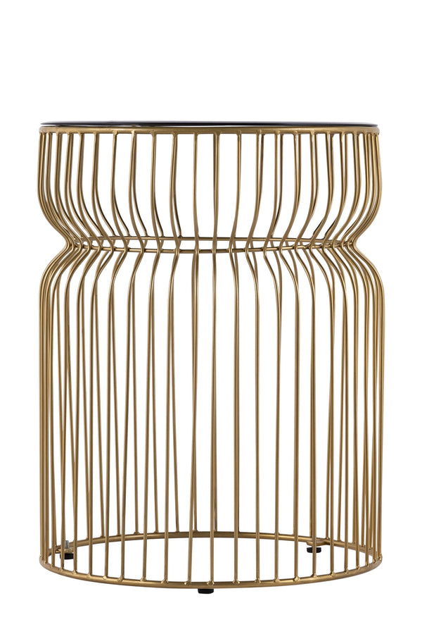 English Elm ET901 Sleek Contemporary Metal Frame End Table with Tinted Tempered Glass Top, 21" Height, Modern Accent Gold B009P306193
