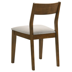 English Elm Warren Rubberwood Rectangular Dining Set Seats Four with Upholstered Chairs Modern B062S01394