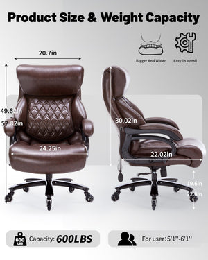 English Elm 500lbs Heavy Duty Executive Chair Wide Spring Seat Ergonomic High Back Home Office W5201P418278