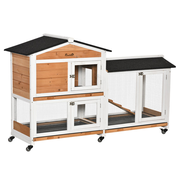 English Elm PawHut 63" 6-Tier Small Animal Habitat with Hammock, Heavy-Duty Steel Cage, Wheels & Removable Tray Natural Wood W2225P217663
