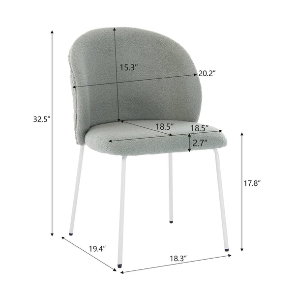English Elm Heng dining chair with iron legs and adjustable foot pads, ergonomic curved quilted seat for comfort and style Light Green W212P191004