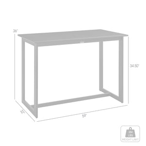 English Elm Brixton Counter Height Outdoor Dining Table in Black Aluminum — Slatted Top, Rust-Free, Lightweight, Easy Care B2736P354347