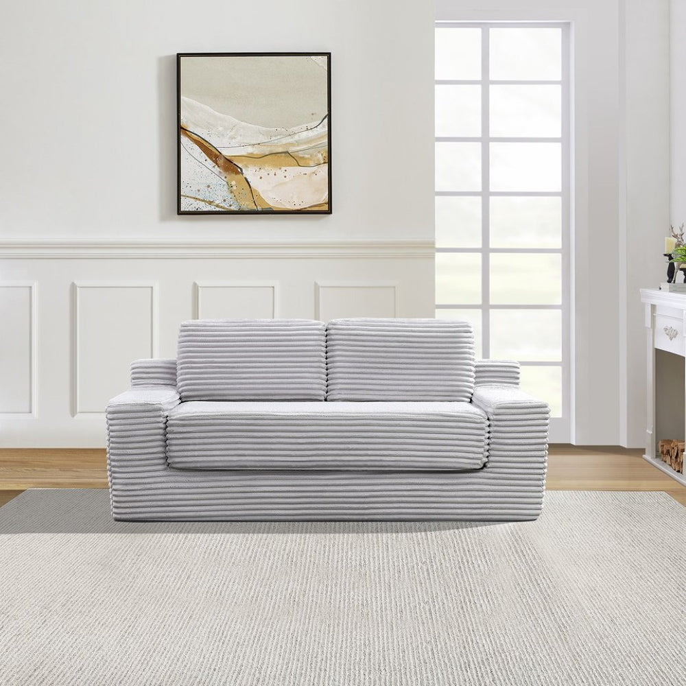 English Elm Corduroy Cloud Convertible Floor Sofa Foam Sleeper for Apartment Living Rooms Gray W3739P368460