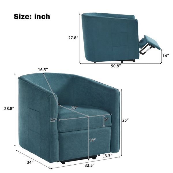 English Elm Power Lift Recliner Barrel Back Chenille Chair for Seniors with Footrest Pocket Blue N719P355911C
