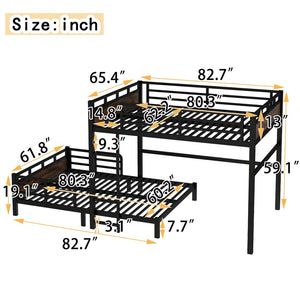 English Elm Twin Xl Solid Pine Loft Bed with Built-in Led Lighting and Storage Shelves Vintage,Wood W1580S00443