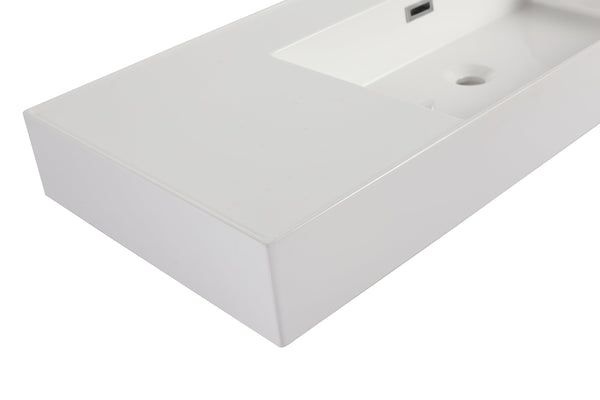 English Elm 48 Resin 48 Inch Gel-Coated Bathroom Vanity Basin Top White – Durable Scratch-Resistant Modern Design W1972P186775