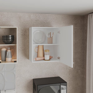 English Elm Wall Engineered Wood Cabinet with Single Door and Two Shelves for Kitchen Storage, Modern Durable Design White 25.59 L x 21.26 W x 4.33 H B097P250865