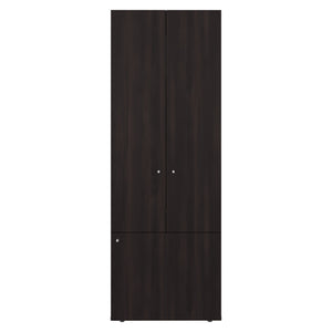 English Elm Armoire, Three-Door Engineered Wood Wardrobe in Walnut and Black Wengue with 3 Shelves for Organized Storage Multi 70.87 L x 23.62 W x 5.51 H B097P369450