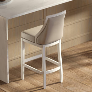 English Elm Swivel Counter Height Barstool Tall Back Faux Leather Seat Modern Kitchen Island Chair B2751P436458
