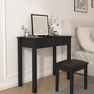 English Elm Multifunctional Vanity Desk with Flip-Top Mirror, 3-Level LED Lighting, Ample Storage for Small Spaces Black W760P152315