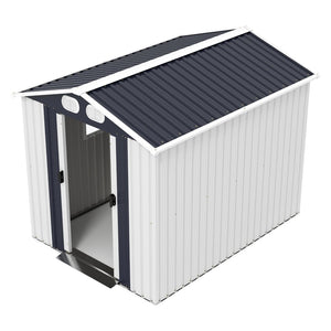 English Elm Campcraft 8x6 Outdoor Metal Storage Shed with Lockable Doors and Ventilation for Backyard White W1598S00045