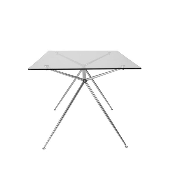EuroStyle Atos Glass Top Dining Table with Chrome Steel Base Seats Six for Modern Spaces 02290G
