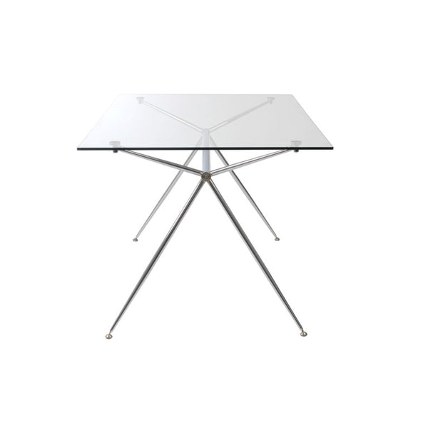 EuroStyle Atos Glass Top Dining Table with Chrome Steel Base Seats Six for Modern Spaces 02290G