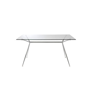 EuroStyle Atos Glass Top Dining Table with Chrome Steel Base Seats Six for Modern Spaces 02290G