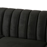 Christopher Knight Home® - Noble House - - 84-Inch Black 3-Seater Velvet Sofa – Button Tufted With Nailhead Trim, Curved Backrest, And Rolled Arms, Stylish And Elegant Couch For Modern Living Rooms, Durable Upholstery, Luxury Design