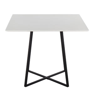 English Elm Cosmo Modern Square Dining Table With White Wood Top & Black Metal Legs For Stylish Spaces B202S01113