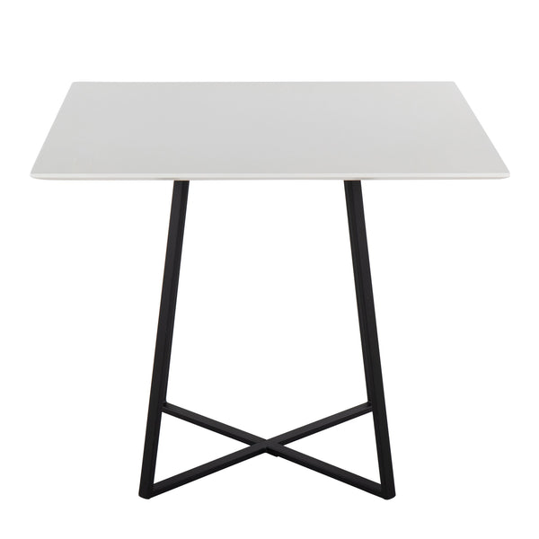 English Elm Cosmo Modern Square Dining Table With White Wood Top & Black Metal Legs For Stylish Spaces B202S01113