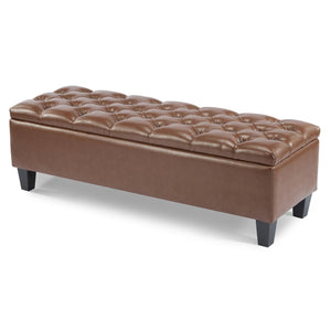 English Elm Christopher Knight Home® - Ottoman tufted storage bench with boucle cushion, diamond stitch elegance, soft-close lid, sturdy legs Brown N779P294331B